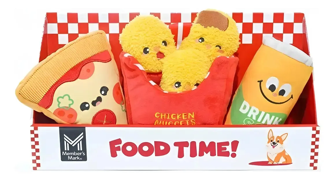 Brinquedos para cães Member's Mark Food Time, 3 peças de Pizza Nugget