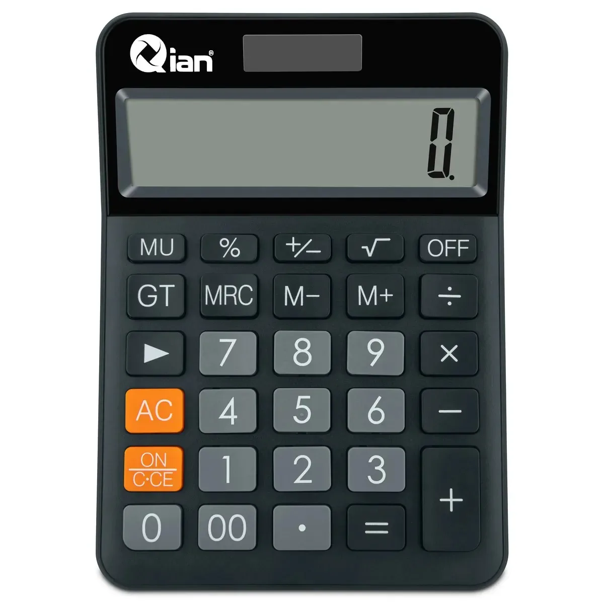 Calculadora Qian com energia solar e bateria, display de 12 dígitos, APS, 6 funções, componentes eletrônicos, para empresas, escritórios, restaurantes, QYD-164ec-03