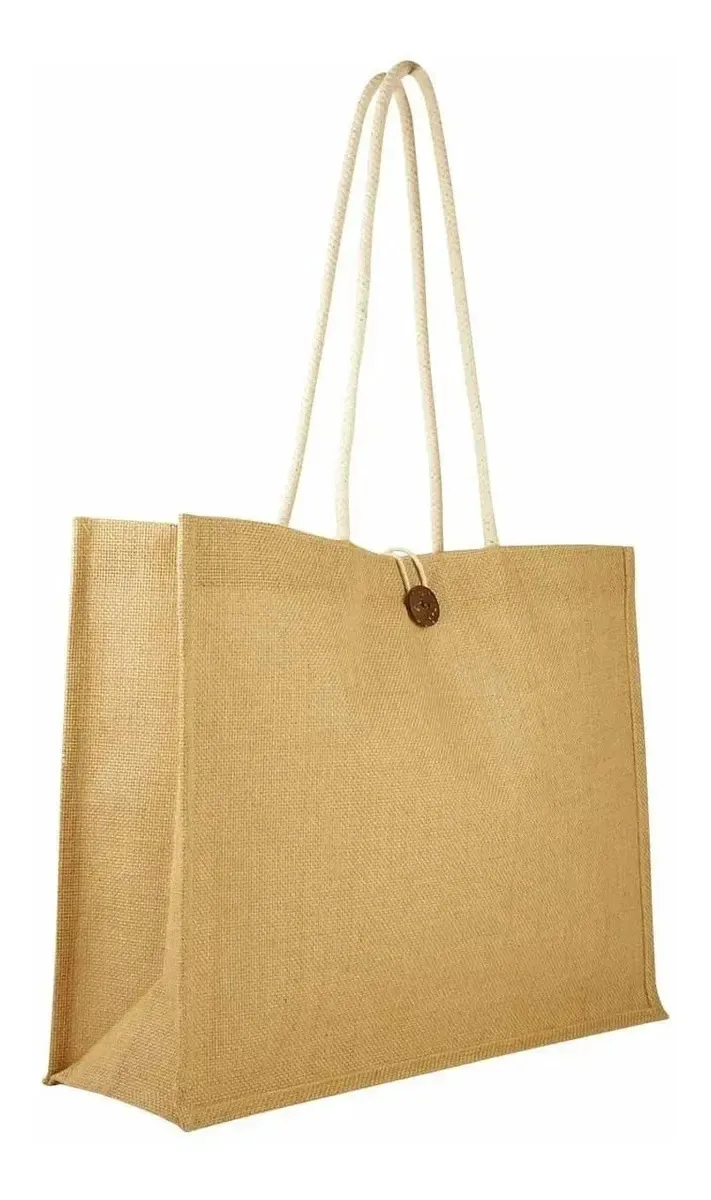 Material da bolsa feminina: interior plastificado de juta, casual, marrom claro, juta, bege