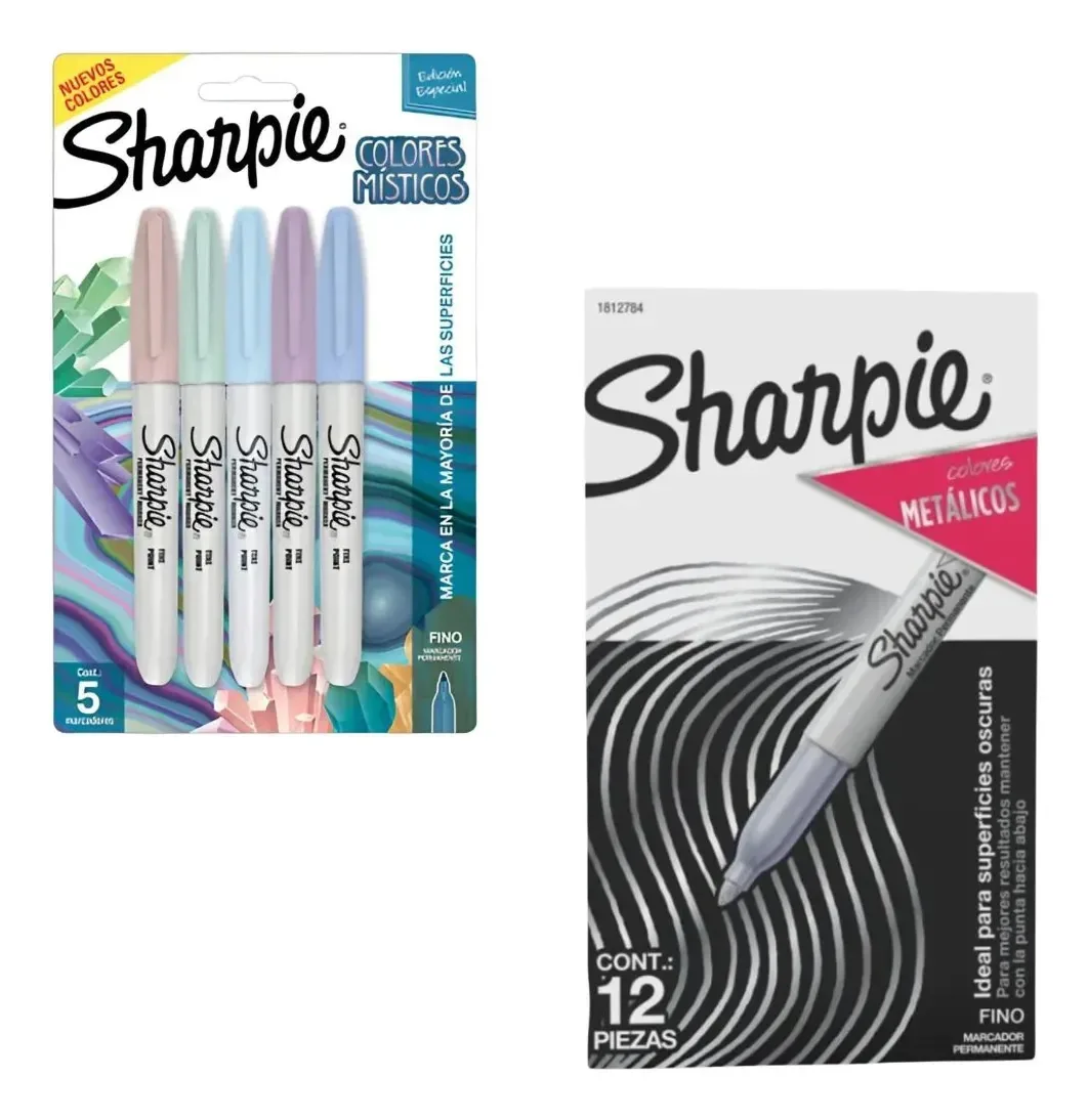 12 marcadores metálicos finos Sharpie +5 marcadores multicoloridos Sharpie Co