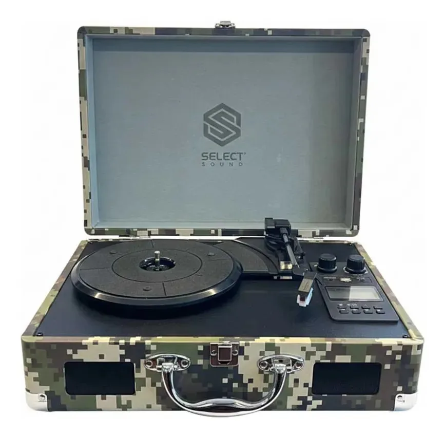 Selecione o toca-discos Sound Bt8001 Bluetooth Usb Fm Vinyl Rca Moss Green