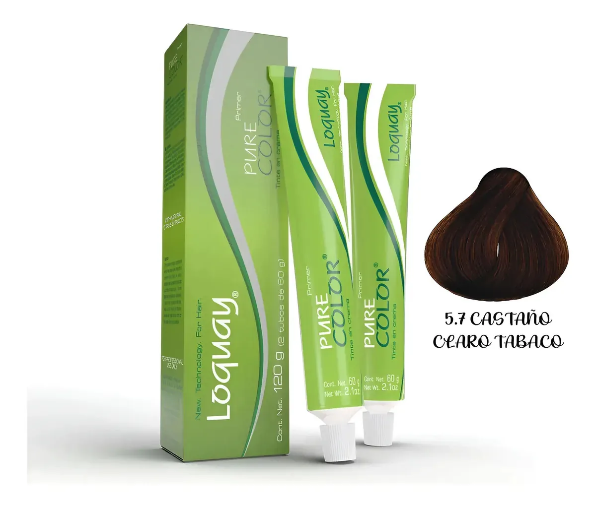 Tabaco Loquay Dye 120 g Shades + Developer 20 Vol 120 ml Tone 5.7 Marrom Claro