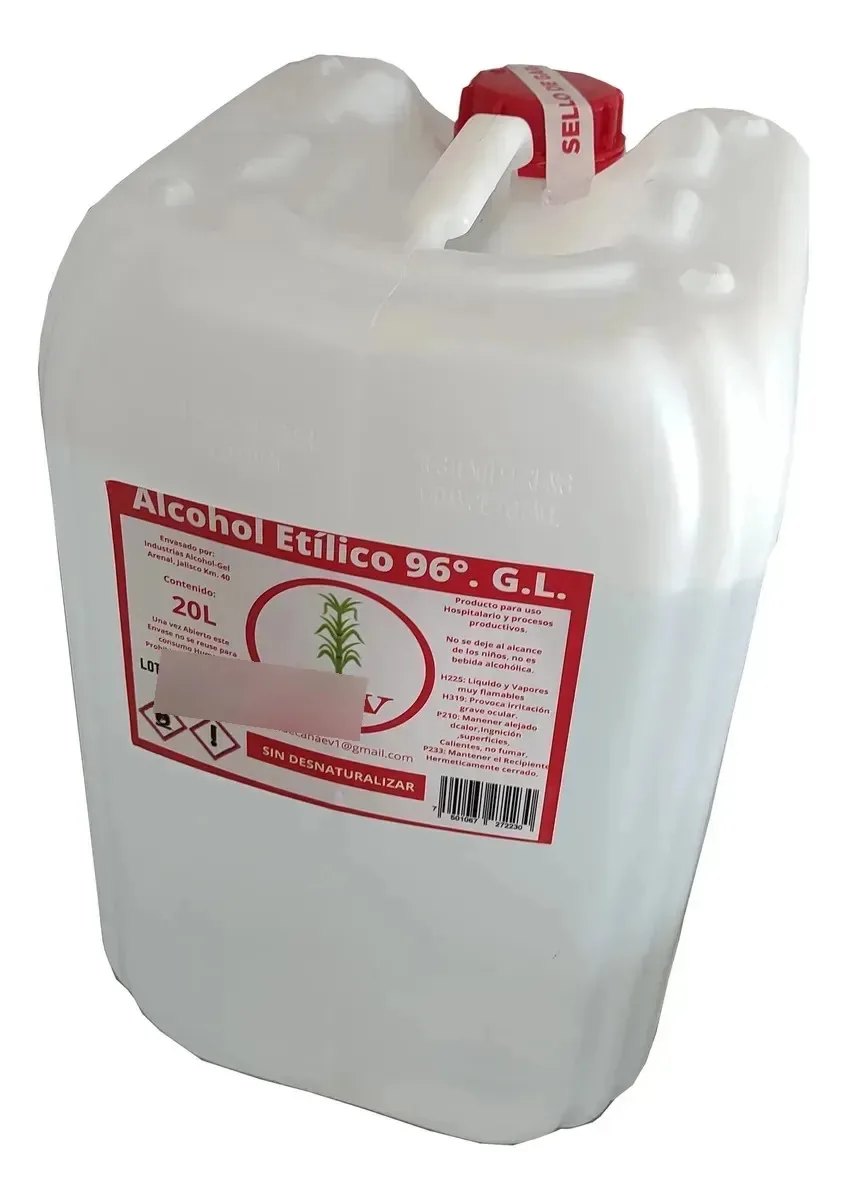 Álcool Etílico Grau Alimentício 96° Gl 20l A Todo Mx