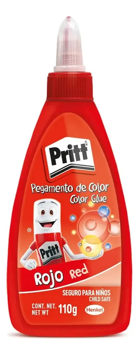 Cola líquida vermelha Pritt, cola à base de água, cola ideal para artesanato e decoração, cola não tóxica, segura para crianças 1x110g