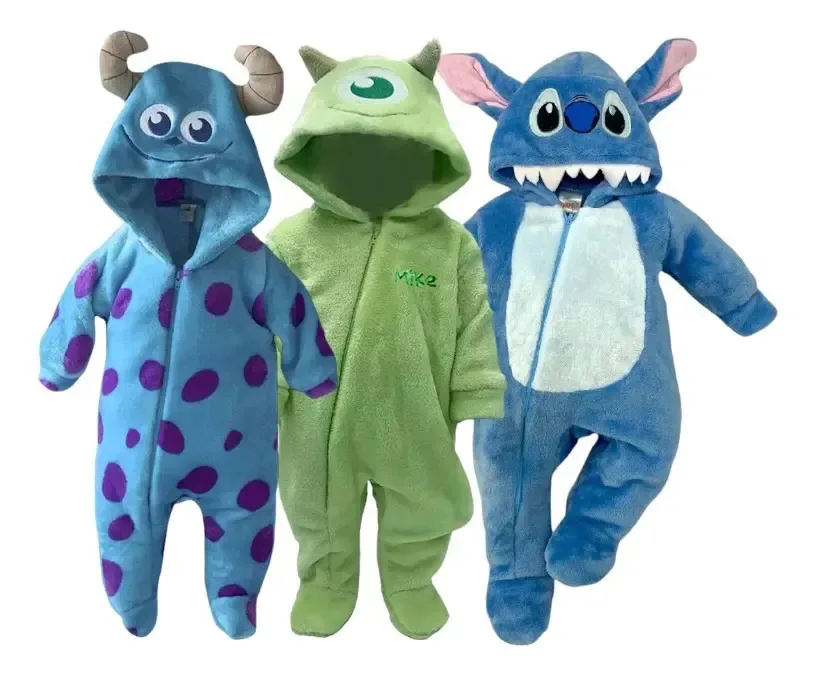 Conjunto de 3 macacões Disney Sulley, Mike, Stitch