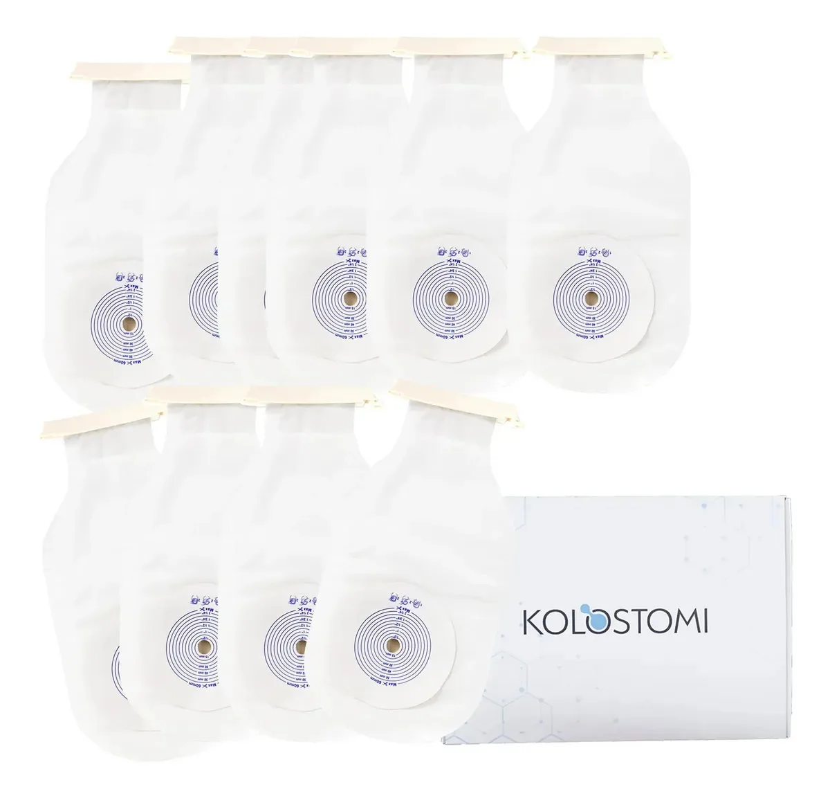 Caixa de 10 sacos de colostomia ou ileostomia para adultos Kolostomi com 10