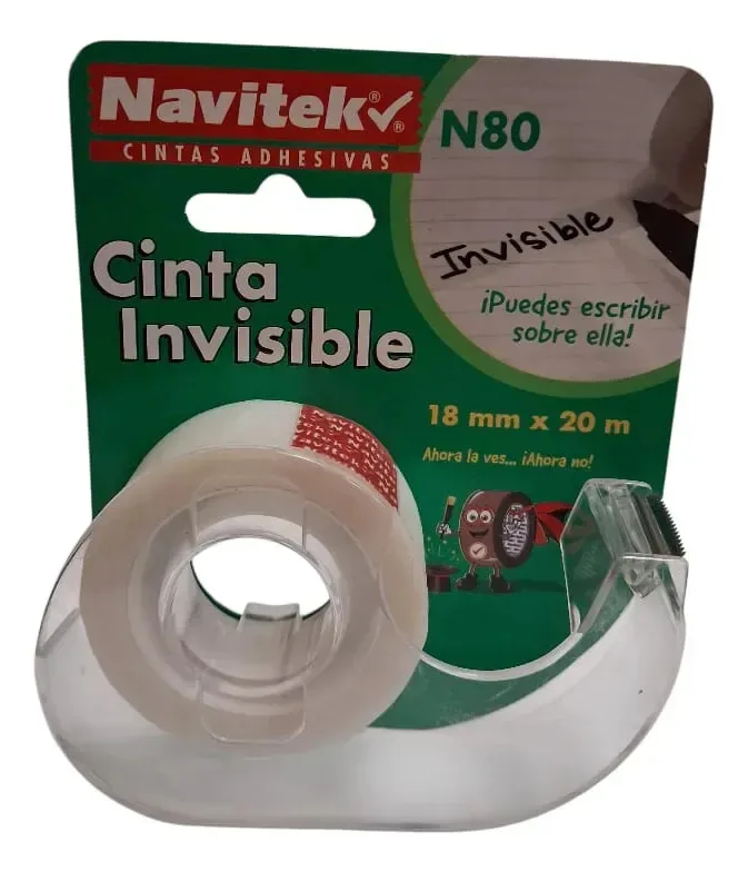 Fita mágica invisível Navitek com dispensador 18 mm x 20 Mts invisível