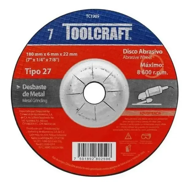 Disco de polimento de metal Toolcraft Tc1909 Blue T27 7x6,4x7/8 polegadas