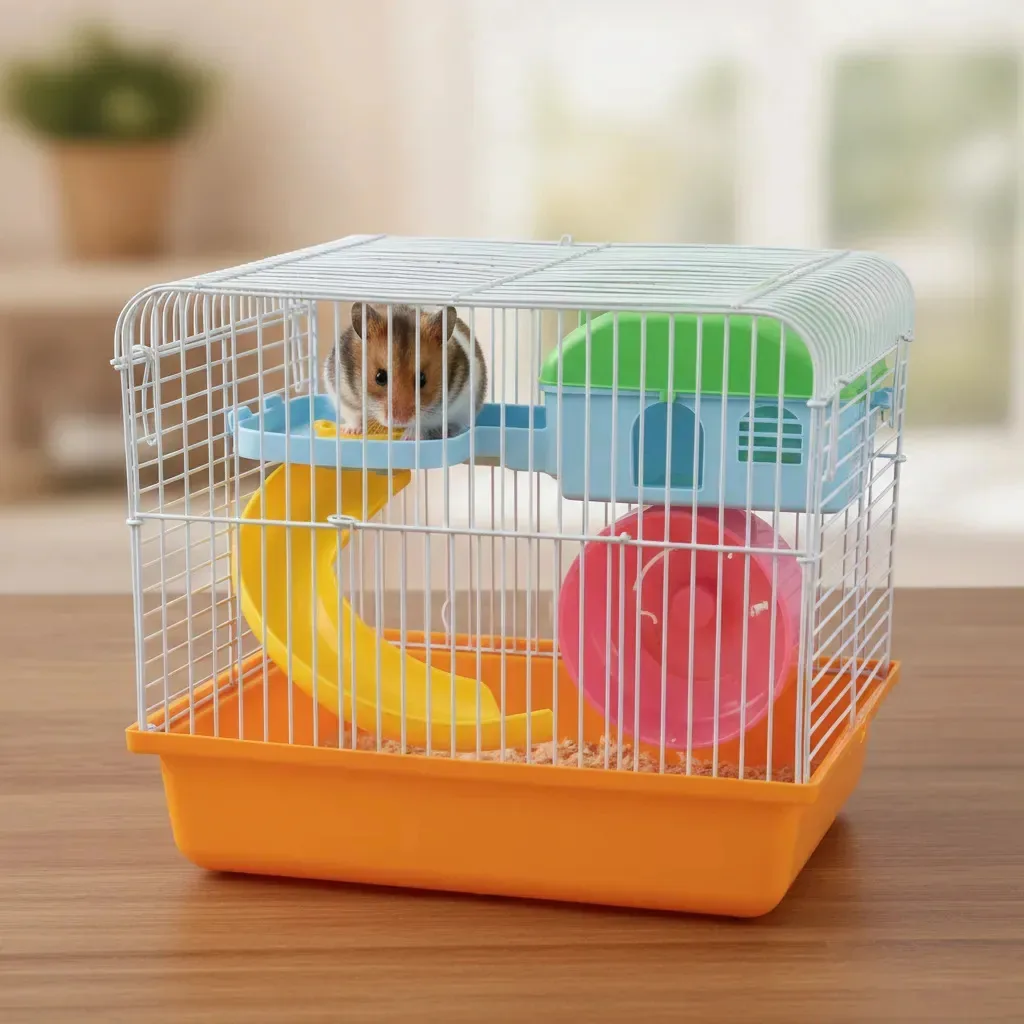 Cores: Hamster, gaiola para hamster, 27x21x27, multicolorida