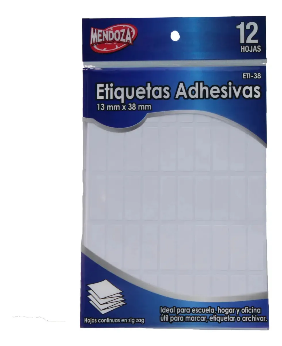 Etiquetas adesivas 13 mm x 38 mm 12 folhas 600 etiquetas