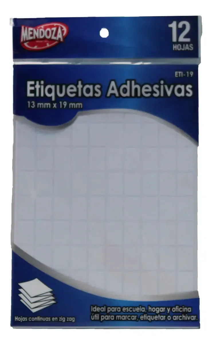 Etiquetas adesivas 13 mm x 19 mm 12 folhas 1200 etiquetas brancas