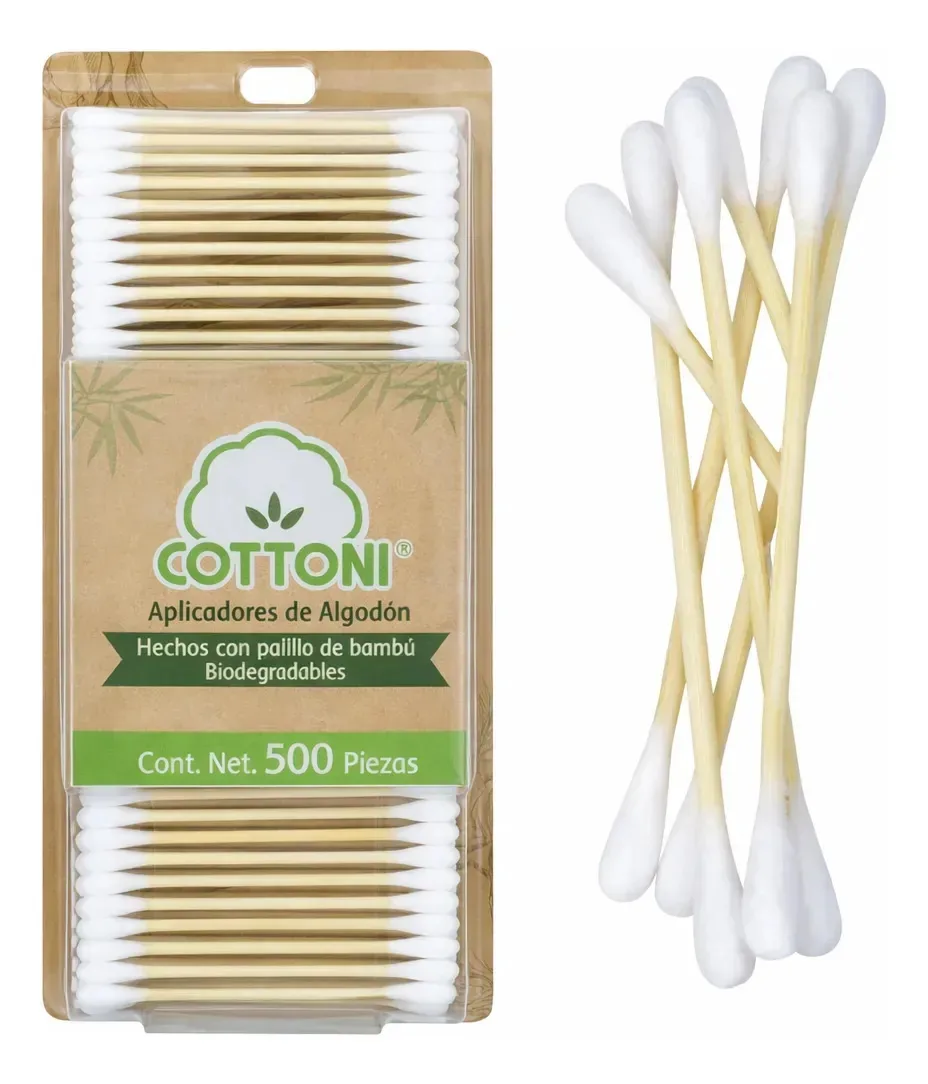 Aplicadores de algodão Cottoni Bamboo Stick Blister 500p