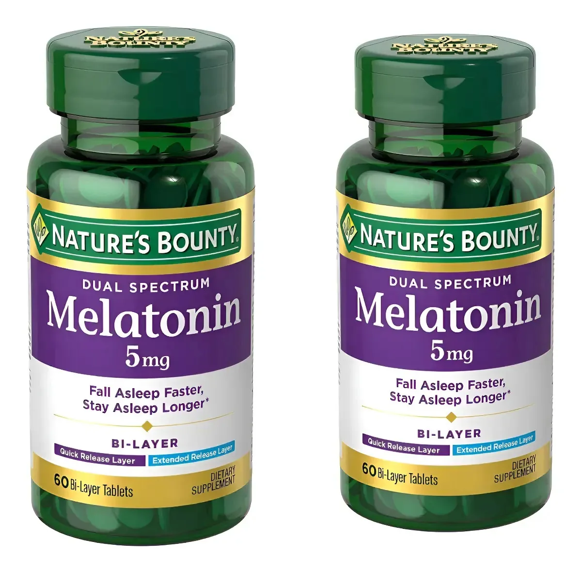 Pacote com 2 suplementos para dormir sem sabor de melatonina Nature's Bounty, 5 mg