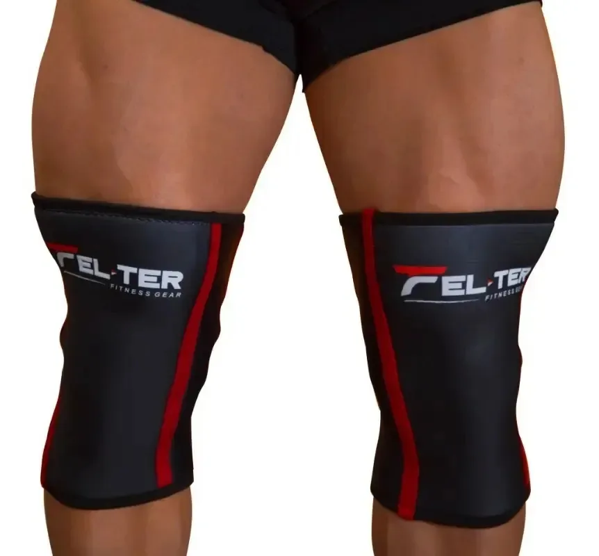 Joelheiras de neoprene, joelheiras Felter Fitness, cor vermelha, tamanho M