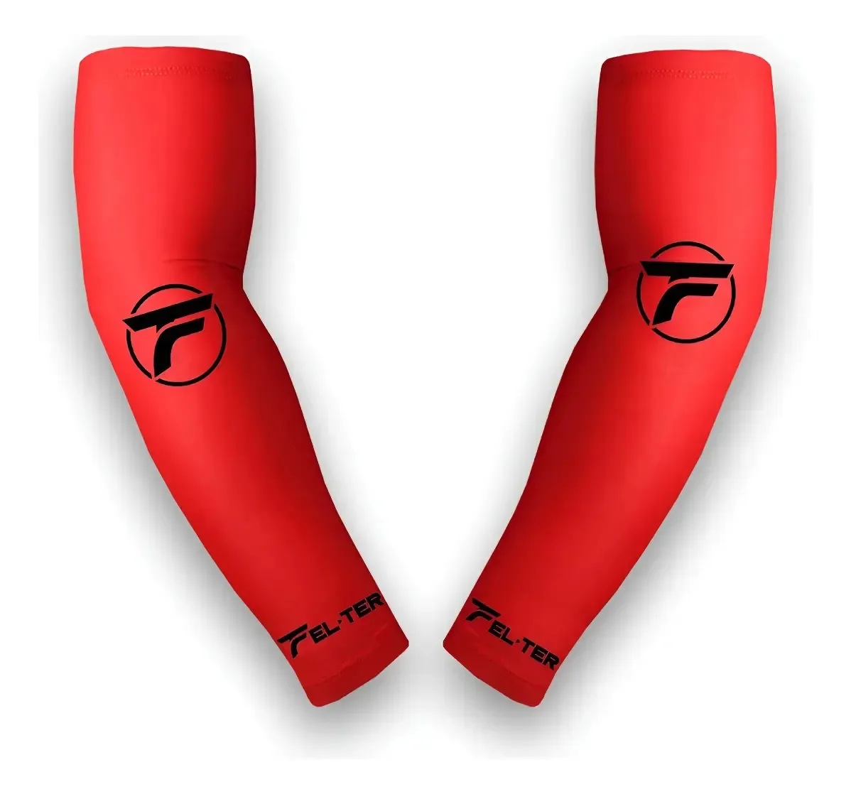 Mangas esportivas, Felter Sports, proteção UV, vermelhas, tamanho L