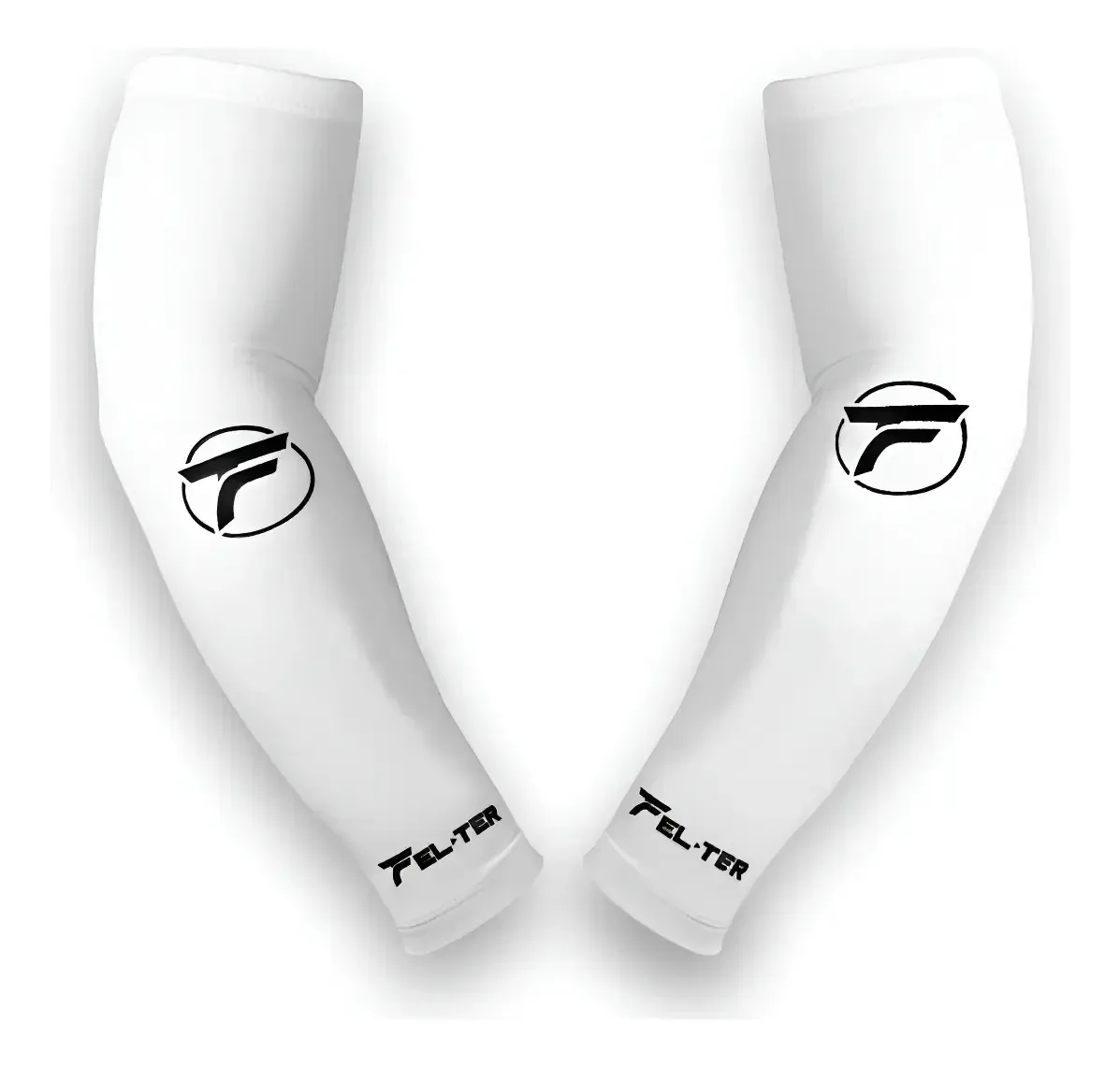 Mangas esportivas, Felter Sports, proteção UV, brancas, tamanho L