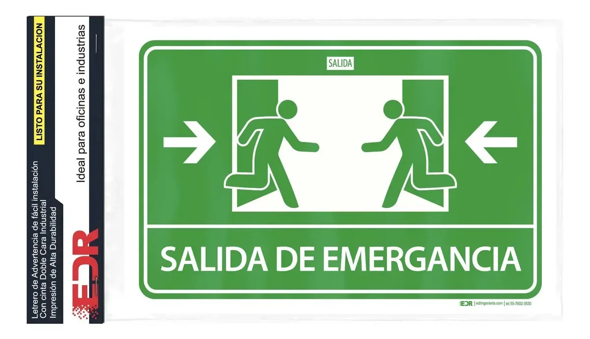 Sinal de sinalização indicadora de saída de emergência