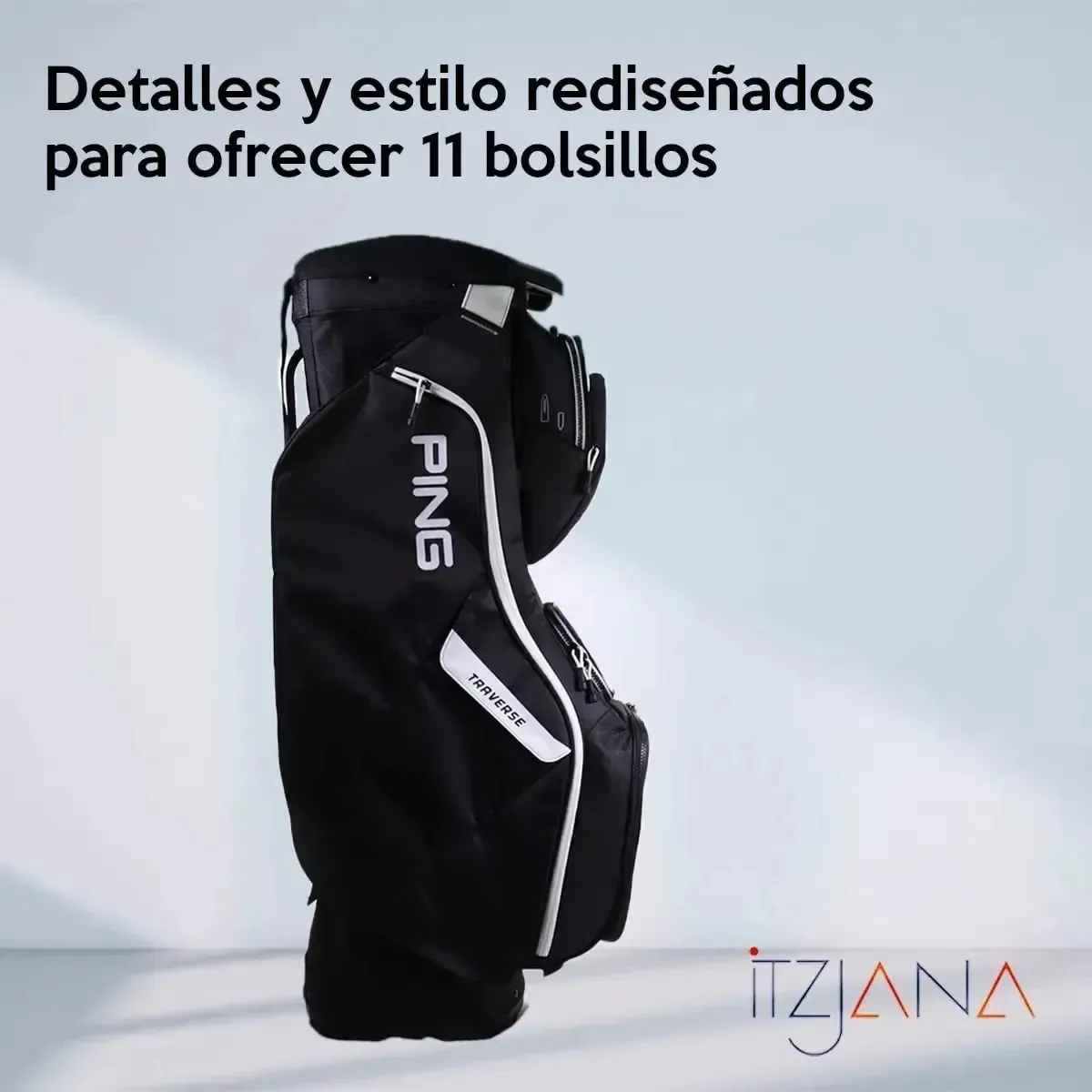 Bolsa de golfe Prolami Ping Traverse | Para clubes de golfe profissionais de Trv | Preto e branco