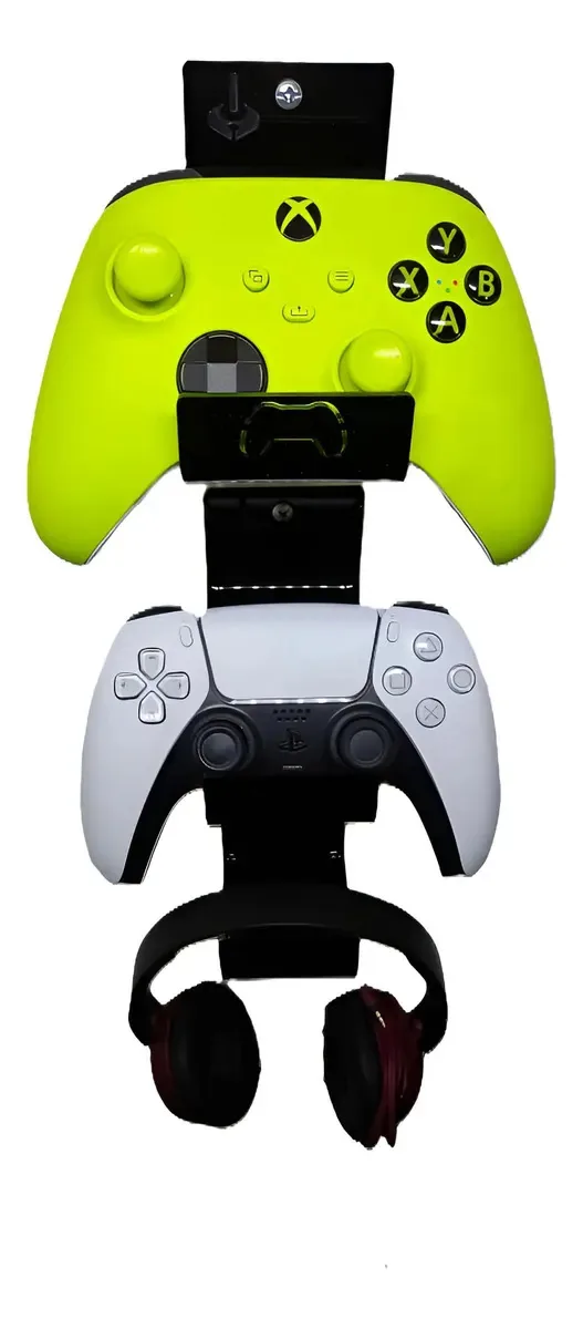 2 suportes de parede para PS5 ou Xbox Controller+base de fone de ouvido cor vermelha