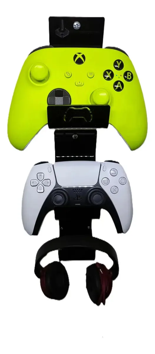 2 suportes de parede para controle PS5 ou Xbox+base de fone de ouvido verde