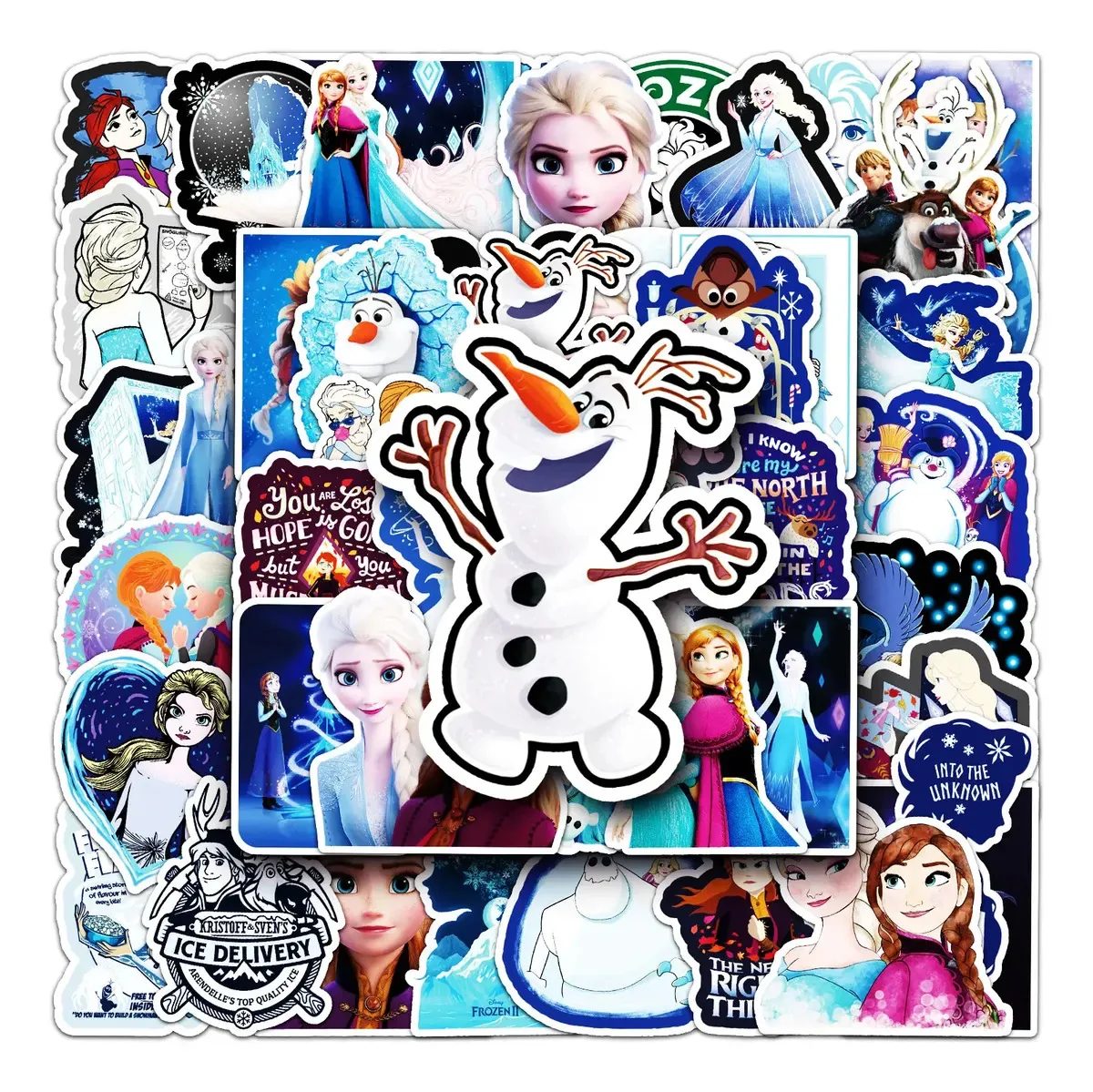 Adesivos Frozen Elsa Anna Ice Snow 50 em PVC versus água Frozen Elsa Anna Ice Snow