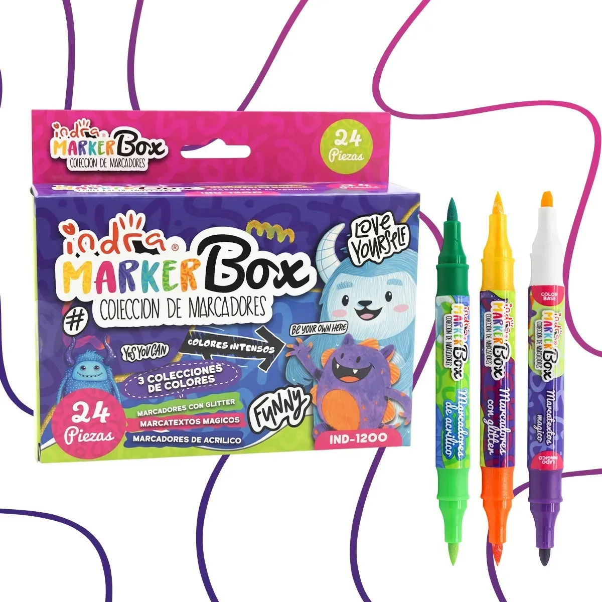Coleção Indra Marker Box Marker 24 unidades 48 cores 3 coleções