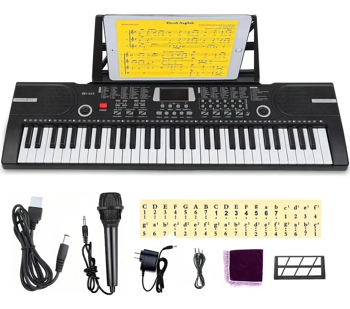 Teclado musical profissional de 61 teclas para estudo