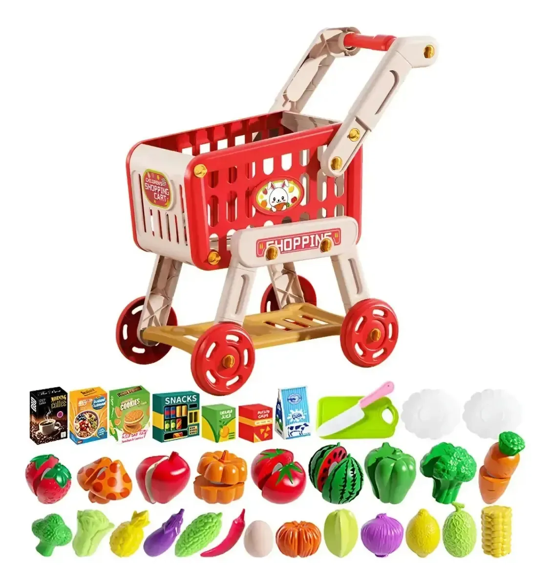 Caixa registradora de brinquedos | Qilin Red Shopping Car Toys
