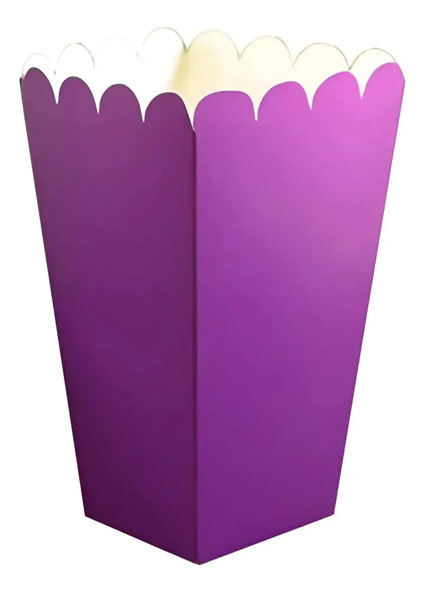 10 caixas médias de pipoca, salgadinhos, coloridas de roxo