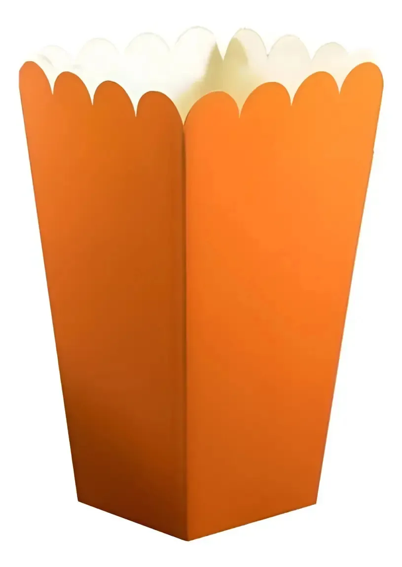 10 caixas médias de pipoca e lanches de cor laranja