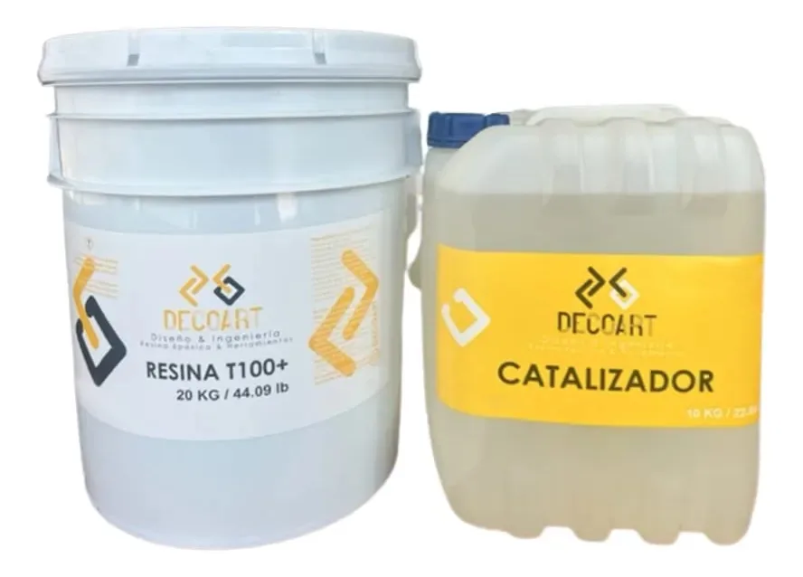 Acabamentos em resina epóxi transparente Decoart T100+ de 30 kg