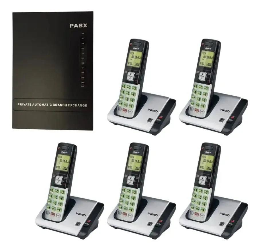 Interruptor de telefone analógico Pabx com 3 linhas e 5 extensões sem fio com Disa
