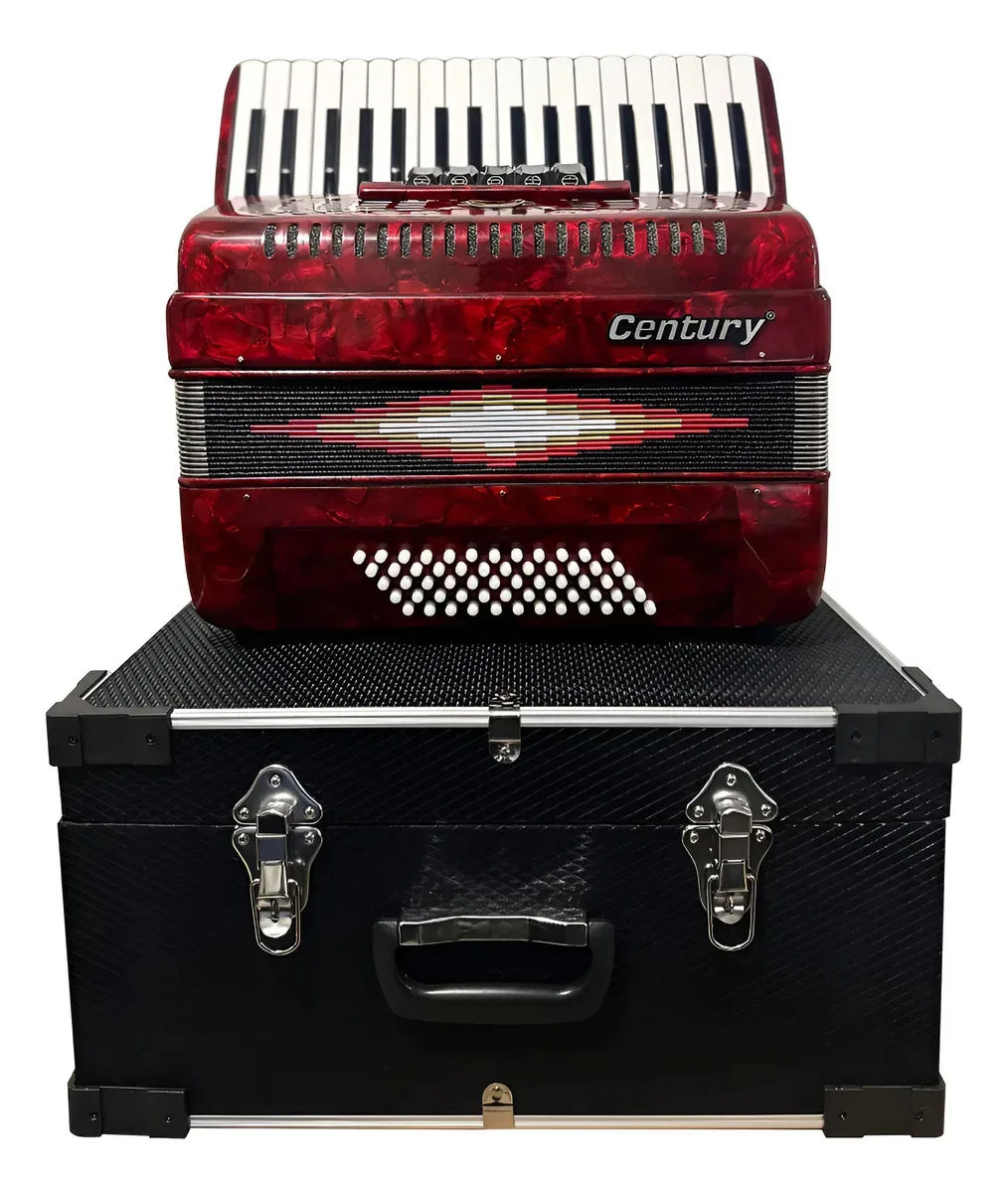 Century Cnac043 Accordeon 5 registra 34 teclas 60 baixos vermelho vermelho