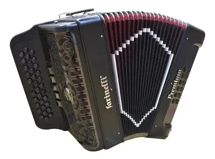 Acordeon Farinelli Premium Sol 3412n5hg Preto Fosco 5 Regs Preto