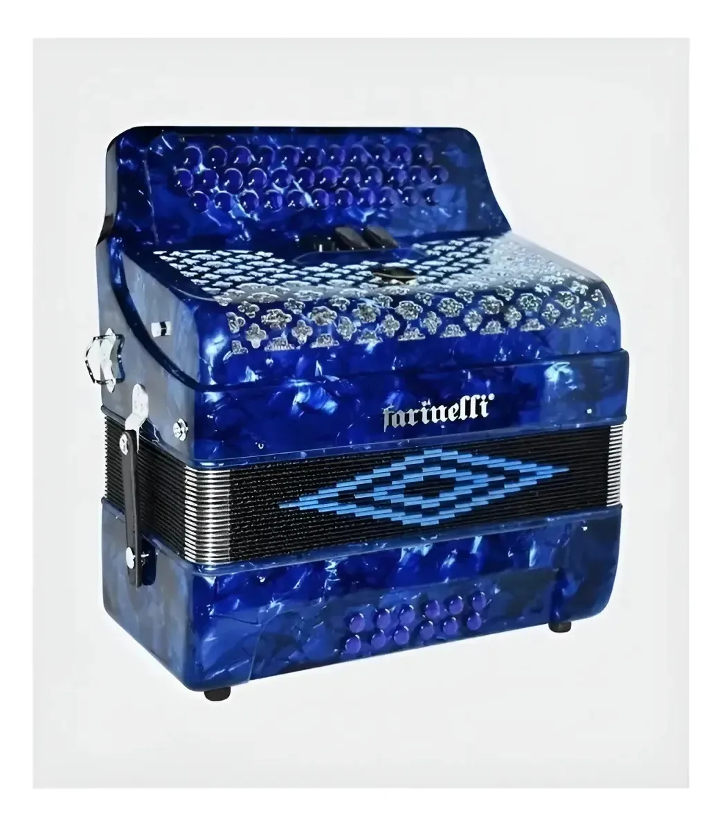 Botões de acordeão 3412 3 Regs Farinelli 3412a Azul Sol Azul