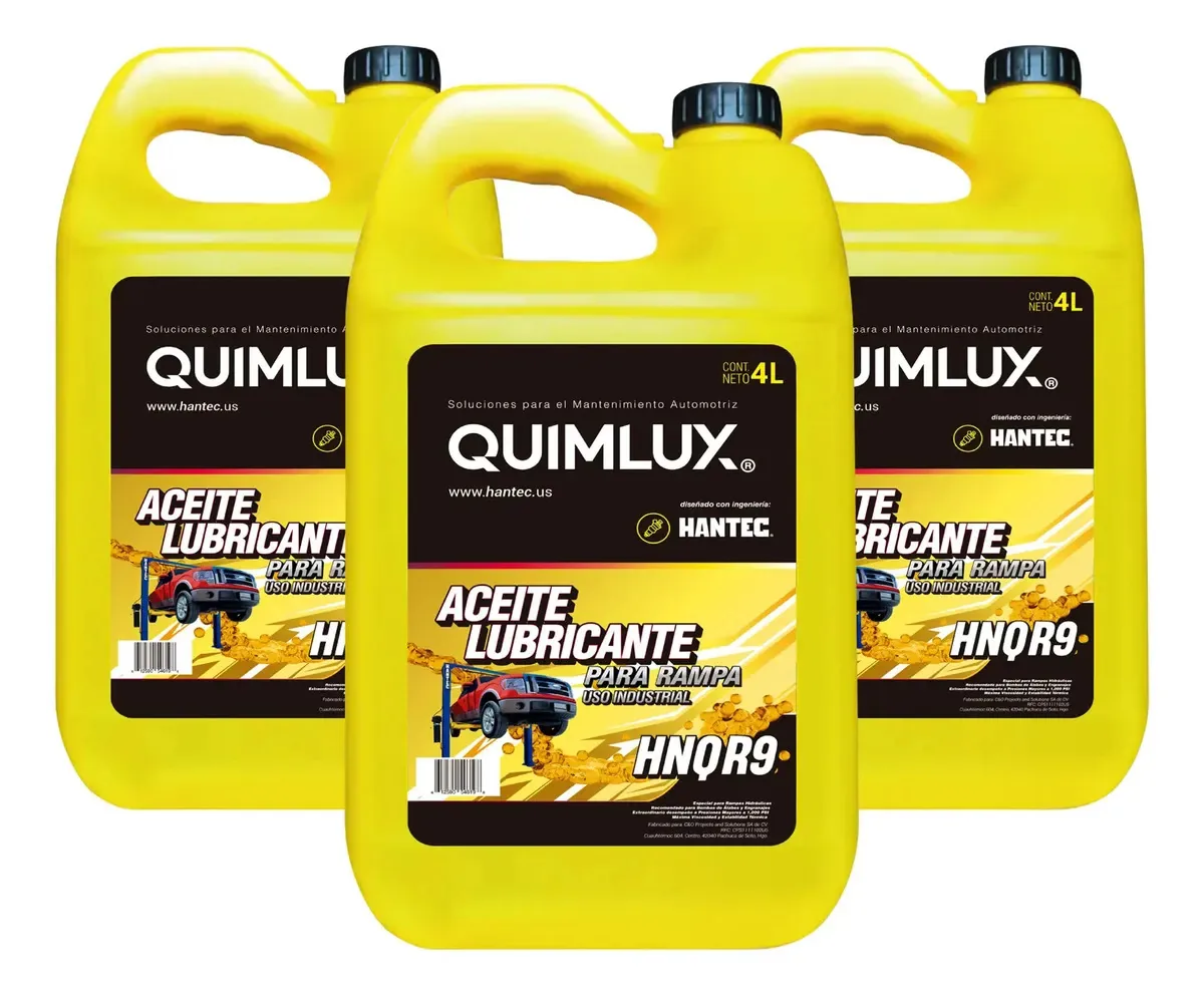 Óleo lubrificante Quimlux para rampas, kit de 4 litros de 3 peças Hantec