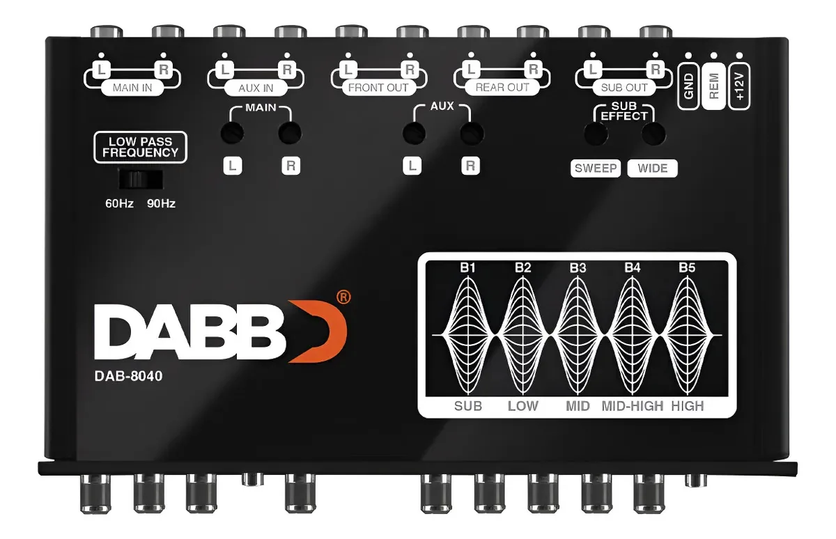 Pré-amplificador de equalizador de 5 bandas Epicentro Dab-8040 Dabb Black