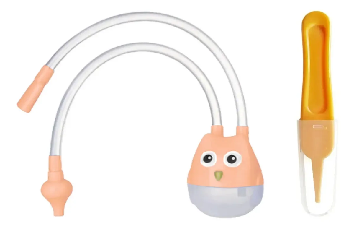 Aspirador nasal Duo para bebês + Nasal Clip Squeeze para crianças de melão/laranja