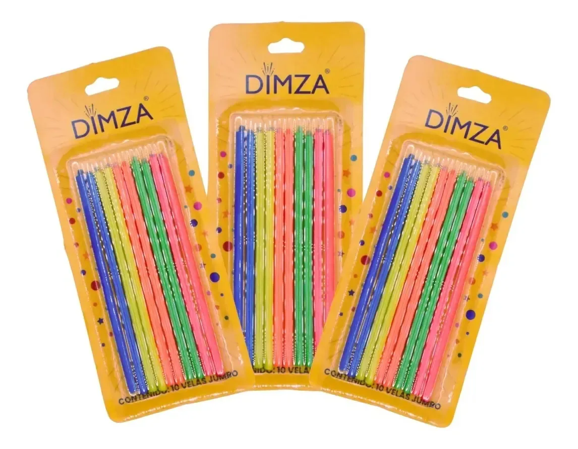 10 velas mágicas multicoloridas Jumbo para aniversários | Dimza