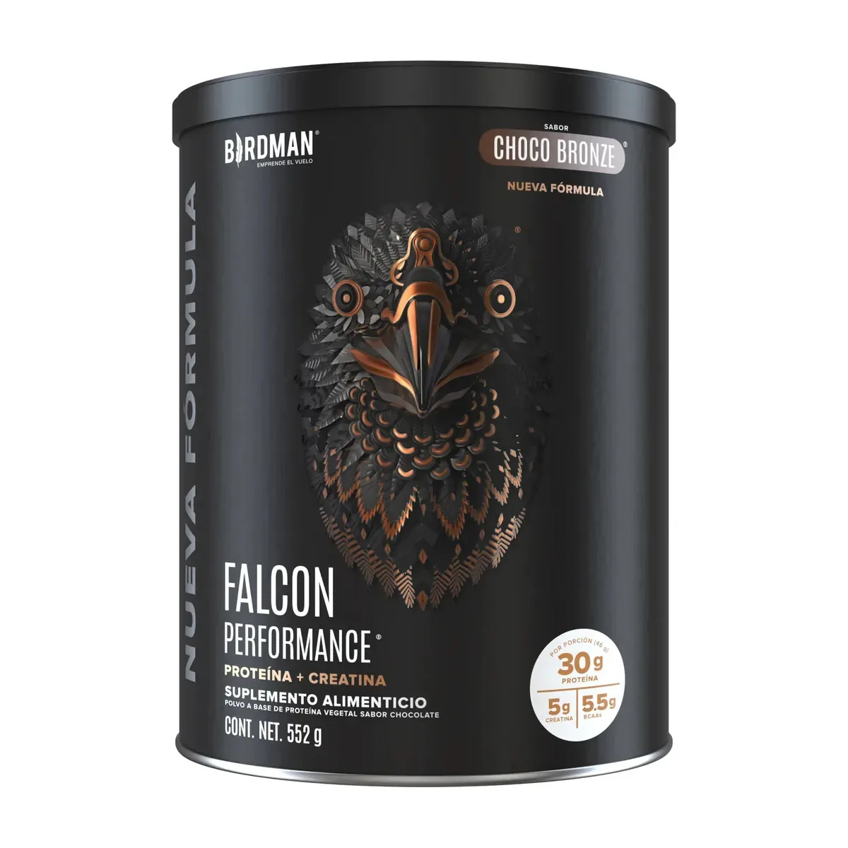 Proteína em pó Birdman Falcon Performance | Com creatina e Bcaas | Nova fórmula | Sem laticínios | Choco Bronze | 552g