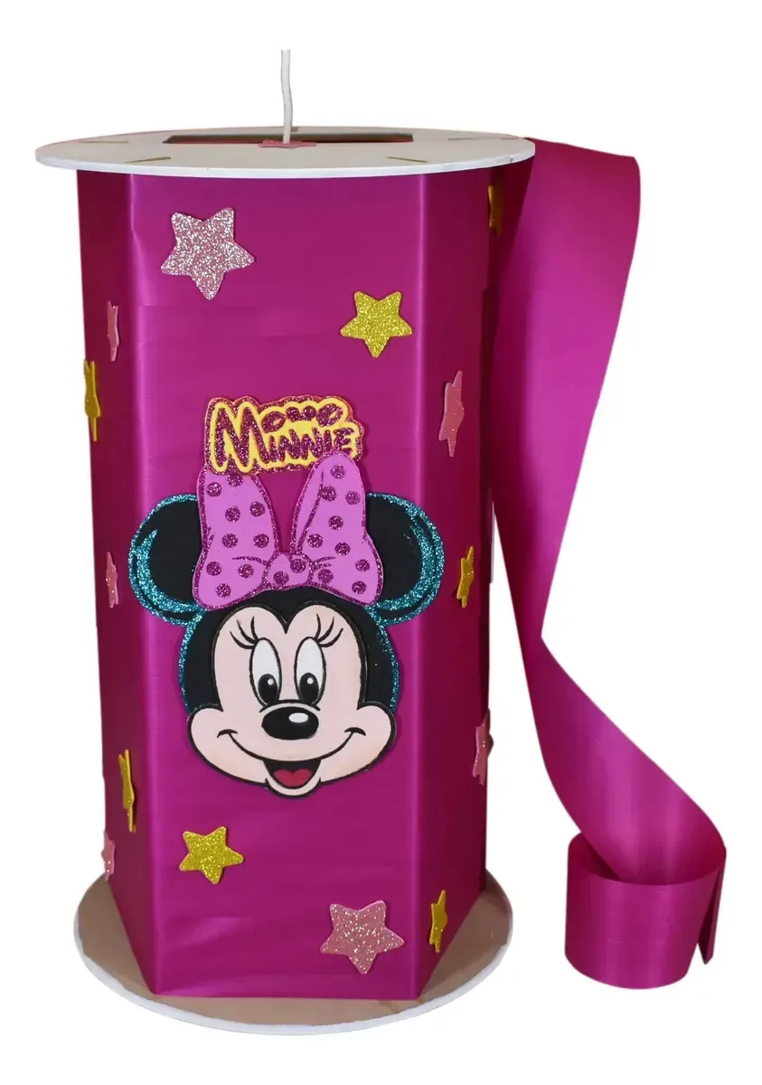 Piñata giratória de madeira reutilizável 50 cm Decorsan Pink Minie Baptism Swivel 360 53 cm de largura