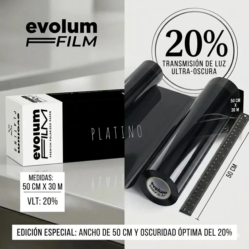 Rolo de filme polarizado de platina anti-arranhões 50 cm 20%