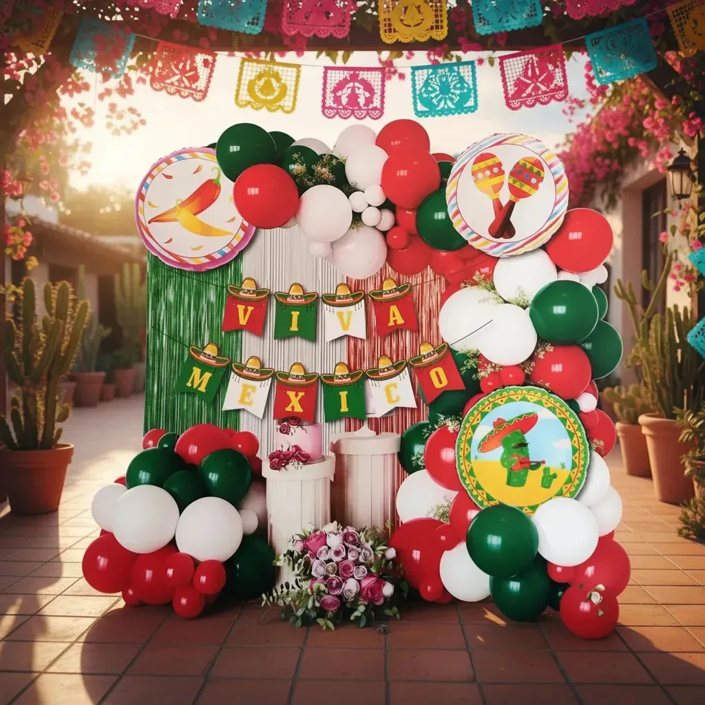 43 ornamentos, decoração do México, 15 de setembro, balões multicoloridos de Maracas