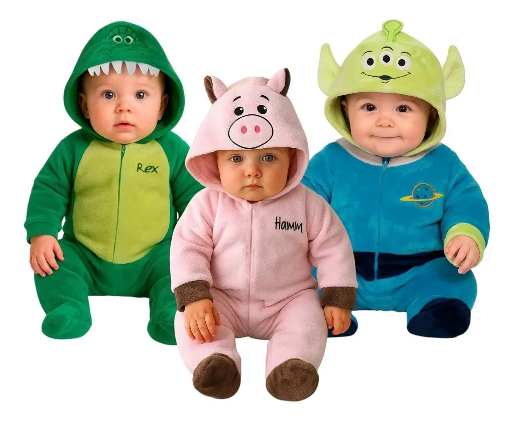 Conjunto de 3 macacões Disney Rex, Hamm, cor alienígena, verde, tamanho 3 meses