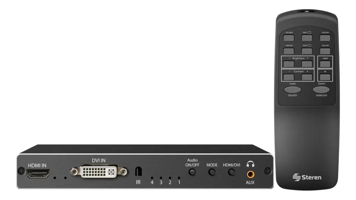 Controlador de parede de vídeo Steren HDMI/DVI Vwall-200 preto