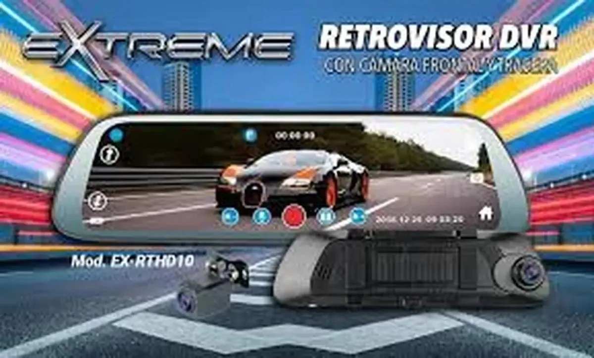 DVR retrovisor com câmeras frontal e traseira