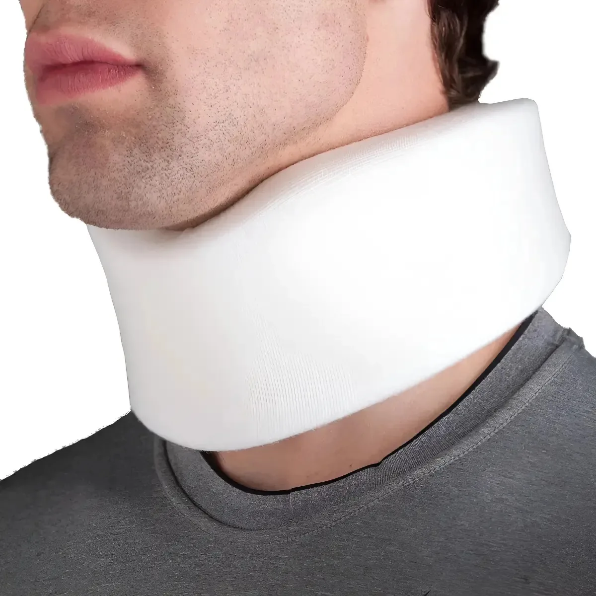 Colar cervical ortopédico de perfil médio com suporte de pescoço branco grande