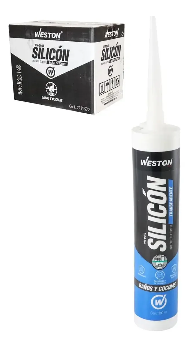 Cartucho de 300ml de silicone transparente para banheiros e cozinhas