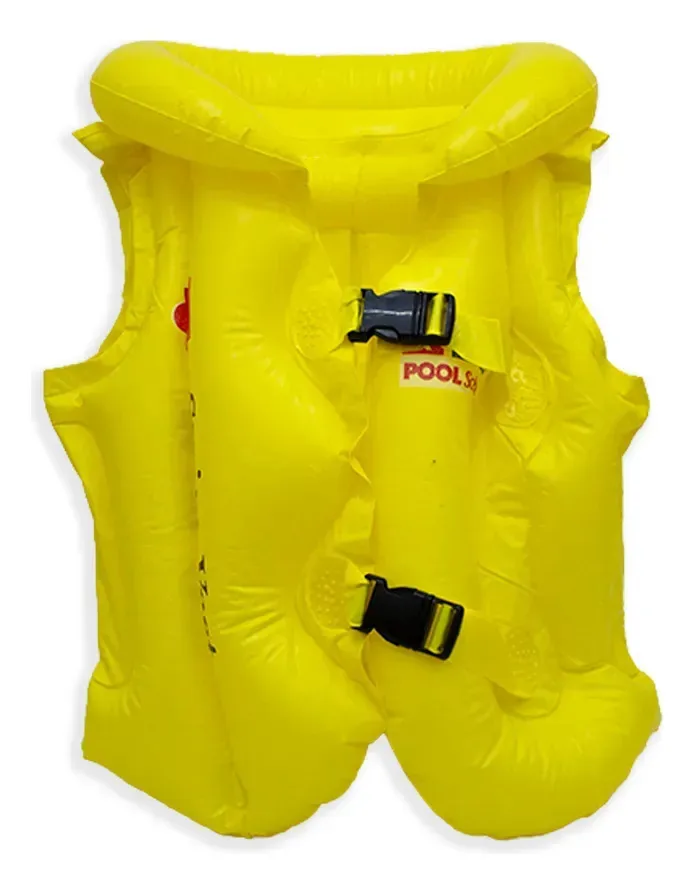 Colete salva-vidas inflável infantil 48x40cm amarelo liso 10-12