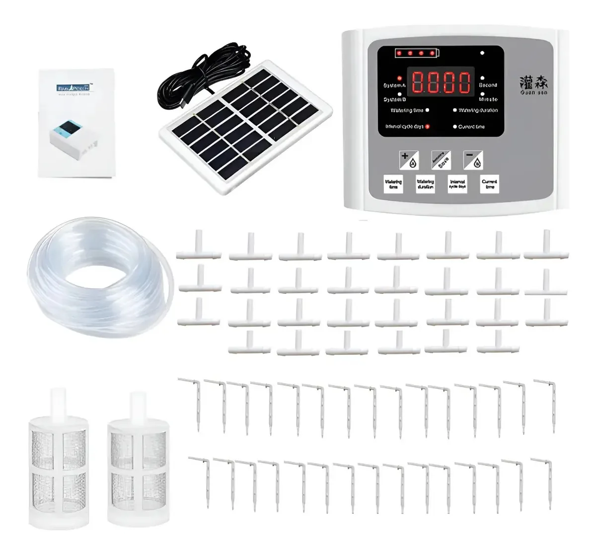 Aspersor de gotejamento para plantas, Mxwen-003, bomba dupla, 2 trilhos branco com cinza
